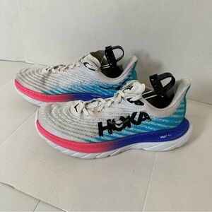 Hoka Sneakers with Blue and Pink Highlights
